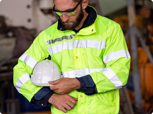 Worker wearing safety vest